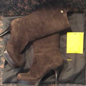 ****SOLD***Authentic Fendi Brown Suede Boots 7.5